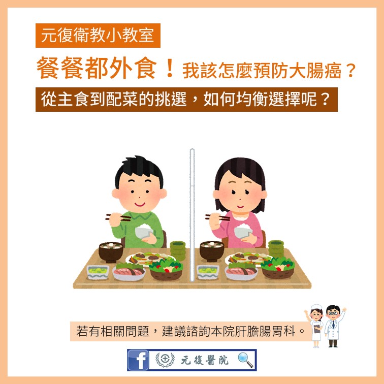 元復衛教小教室 / 外食族群必看！大腸癌預防小貼士